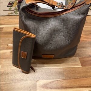 Dooney & Bourke Gray and Tan Leather Bag with Wallet